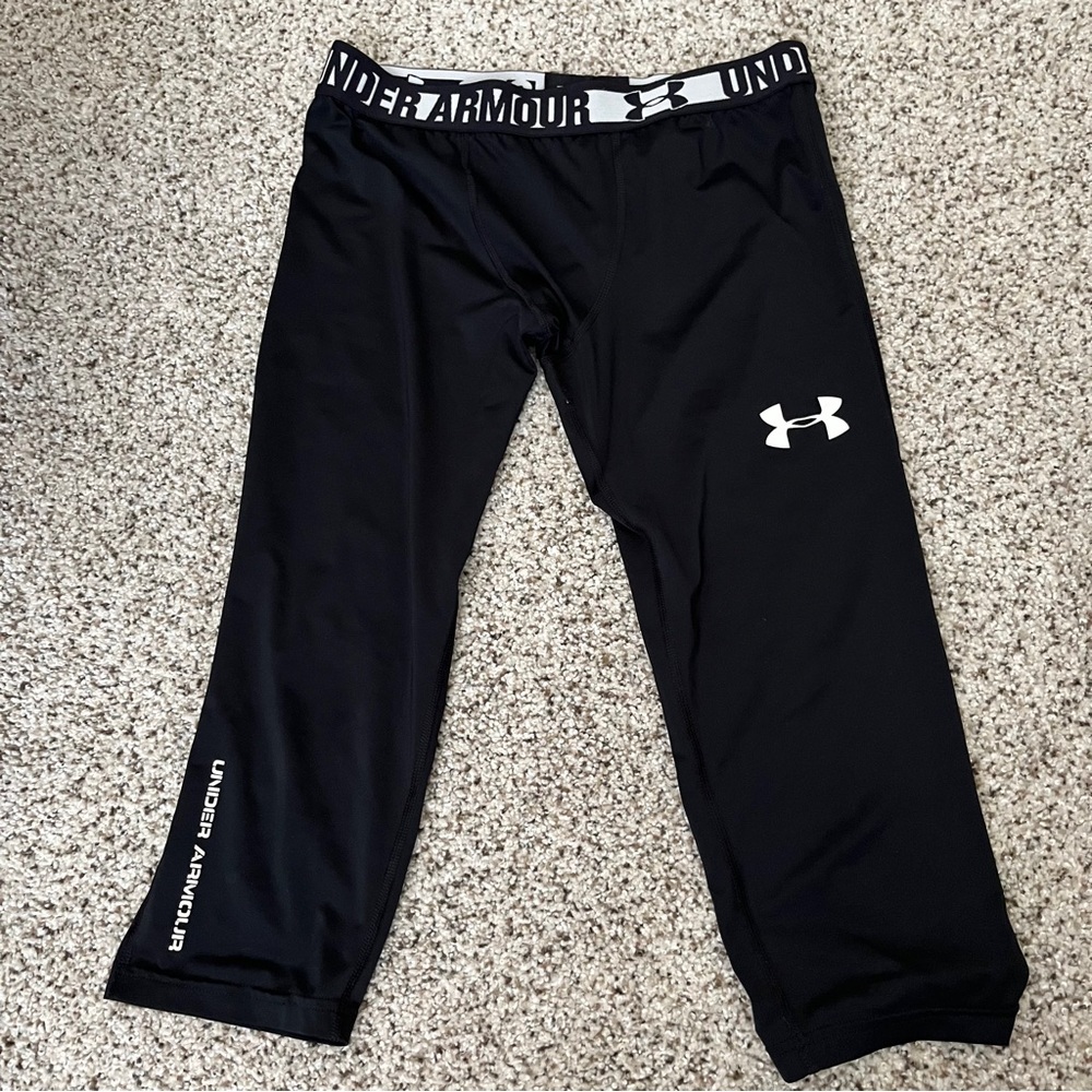 Men's HeatGear® Armour Compression Leggings - Black - Youth Large